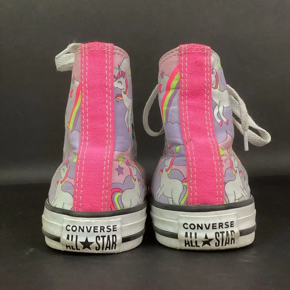 Converse Chuck Taylor All Star High -Girl's Sz 3 -Neon Unicorn Sneakers 669107F